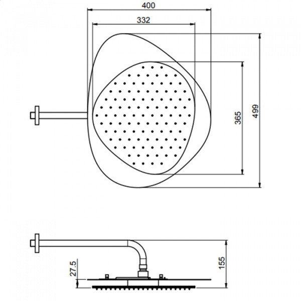 Carlo Frattini Wellness Верхний душ Cloud, в комплекте с настенным держателем 350 мм., верхняя пластина белая, подсветка белая-красная, цвет: хром