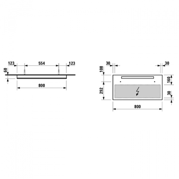 Laufen Alessi One Заркало, 80х6х40см, подвесное, с подсветкой, антизапотев.