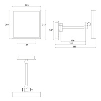 EMCO Pure Зеркало косметическое, LED, 203x203мм, одинарный, snoer, 3x кратное увеличение, подвесной, цвет: хром