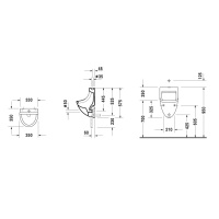 Duravit Starck 3 Писсуар подача воды сверху, с вытяжкой, сток внутренний вертикальный или горизонтальный, включая крепление, модель без „мушки“, 330x3