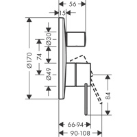 Axor Uno Смеситель для душа, встраиваемый, термостат, 1 потреб, внешняя часть, цвет: шлифованная никель