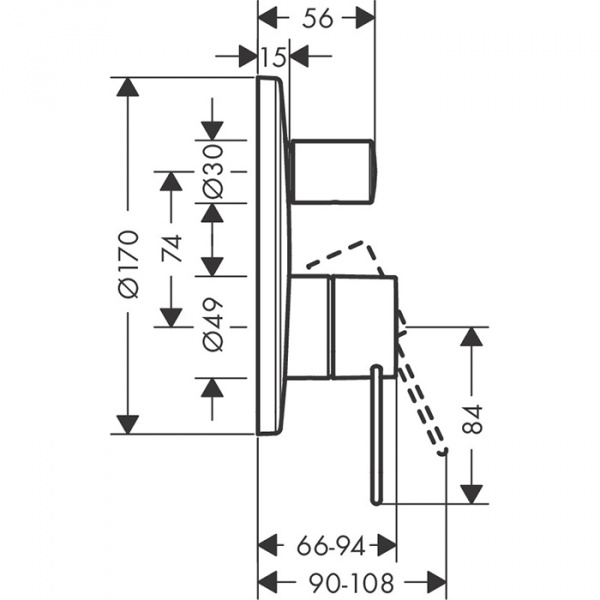 Axor Uno Смеситель для душа, встраиваемый, термостат, 1 потреб, внешняя часть, цвет: шлифованная никель