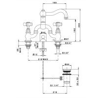 Nicolazzi Dames Anglaises Смеситель для раковины на 3 отверстия, с донным клапаном, межцентр: 216мм, цвет: хром