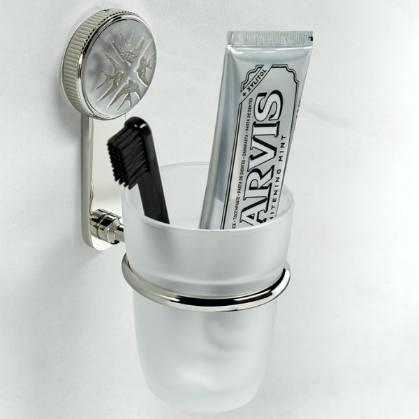 THG Hirondelles Platinum Stamped Стакан подвесной, стеклянный, цвет: Polished nickel