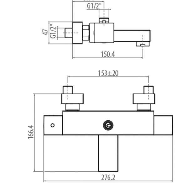 Gattoni Termostatici Термостатический смеситель для ванны, выпуск сверху, цвет: хром