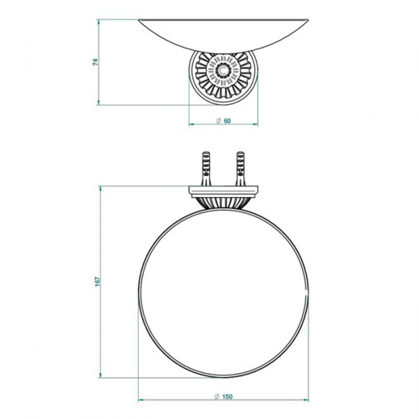 THG Mandarine metal Мыльница металлическая ø150 мм., подвесная, цвет: хром/золото