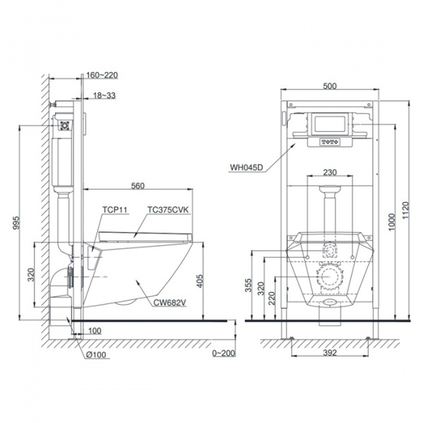 TOTO Jewelhex Унитаз подвесной 45.2x56x33.2см, CeFiONtect, с сиденьем и манжетой, цвет: белый
