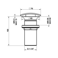 Gessi Донный клапан свободного слива для раковины без перелива, цвет: хром