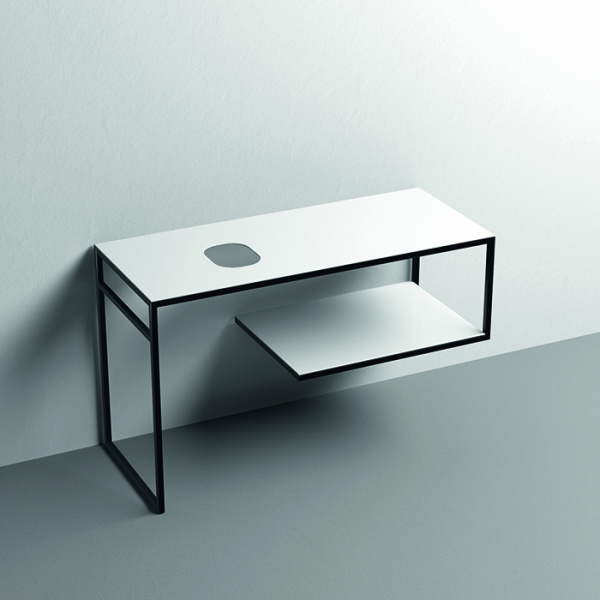 Kerasan Louise Металлическая структура для раковины 120х74см, напольная, с полкой, с 1 отв., с полотенцедержателем, цвет: белый матовый