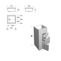 NOORTH milldue edition TOUCH Комплект мебели 41х40х88см, напольный, 3 ящика, слив в пол, раковина Milltek, цвет: Argilla матовый