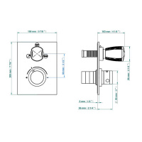 THGInfini white porcelain with platinum decor Смеситель для душа встраиваемый, термостатический, с переключателем на 2 потока, внешняя часть, цвет хром