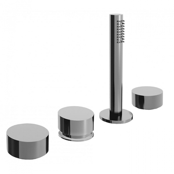 Fantini AF/21 Смеситель для ванны, набортный, 4 отв., без излива, цвет: матовая натуральная сталь