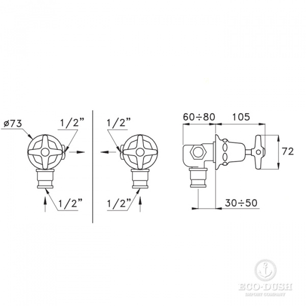 Stella Italica Угловой кран 0/152, цвет: хромs