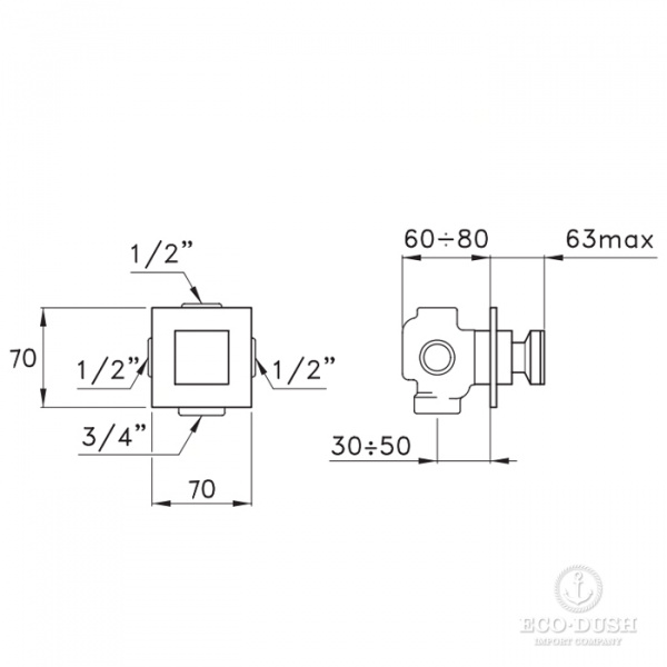 Stella Casanova Встраиваемый автоматический переключатель для ванны/душа 0/150A, цвет: хром