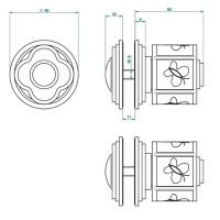 THG CAPUCINE VERT DECOR PLATINE Ручка дверная одинарная, декор платина/зеленый, цвет: хром