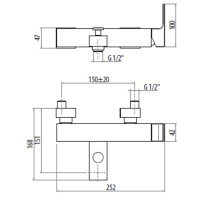 GATTONI KUBIC Смеситель для ванны, цвет: хром глянцевый