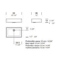 NOORTH milldue edition Раковина 59х38х13 см, без отв., накладная, цвет: белый