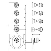 Carlo Frattini Elizabeth Chic Встроенный термостатический смеситель, ручки Swarovski, цвет: хром
