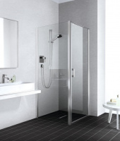 Kermi LIGA Душевой угол на поддон 90x90х200см., петли справа, глянцевое серебро+klar