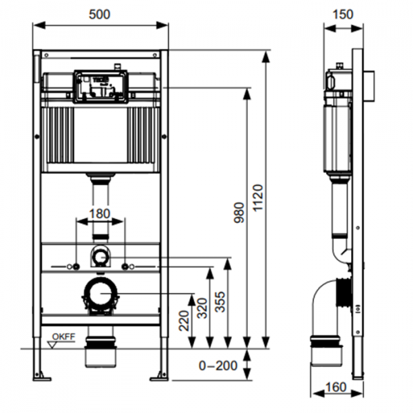 TECEbase 2.0 Комплект 5 в 1, унитаз TECE One, инсталяция для подвесного унитаза, клавиша смыва TECEnow черный глянец, крепеж для монтажа, звукоизоляция