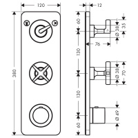 Axor Citterio E Смеситель для душа, термостатический, встраиваемый, с запорным вентилем и переключателем на 2 полож, внешняя часть, цвет: черный хром