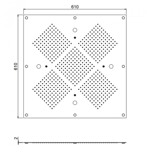 Carimali MyDream Верхний душ 610х610 мм, потолочный, 605 форсунок, 4 потока воды, хромотерапия, цвет: хром