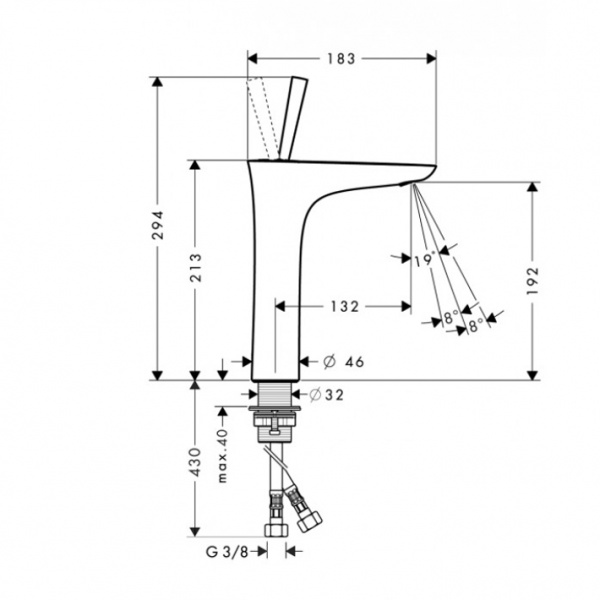 Hansgrohe PuraVida, Смеситель для раковины с донным клапаном, Цвет: Хром,