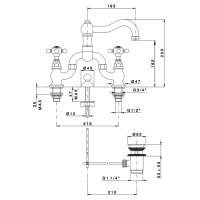 Nicolazzi Half Dome Crystal Смеситель для раковины в виде моста на 3 отверствия, излив: 165 мм, цвет: хром