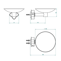 THG Petale de Cristal noir Мыльница металлическая ø 15см., подвесная, цвет: золото/черный хрусталь