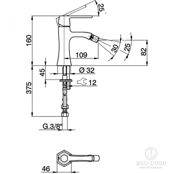 CISAL Cherie Смеситель однорычажный для биде на 1 отверстие, без донного клапана, цвет: розовое золото/черный