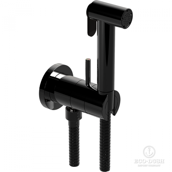 HUBER Shower Гигиенический душ со шлангом 120 см,вывод с держателем и встроенный прогрессивный картридж, цвет: черный матовый