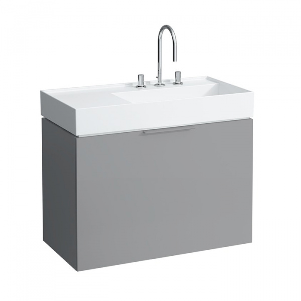 Laufen Kartell Тумба с раковиной, 89.5х45.5х61.5см, с 1 выдвиж. ящиком с полкой, с сифоном, цвет: серый матовый