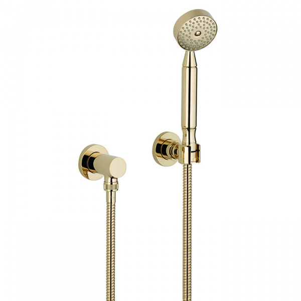 THG Island Душевой комплект с ручным душем, держатель, подвод воды и шланг 1500 мм., цвет: Soft gold