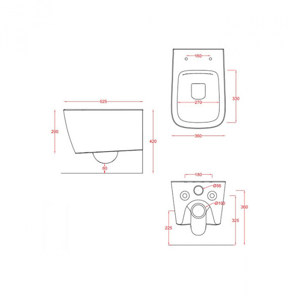 Artceram A16 Унитаз подвесной, 52,5х36см, безободковый, с крепежом, цвет: matera
