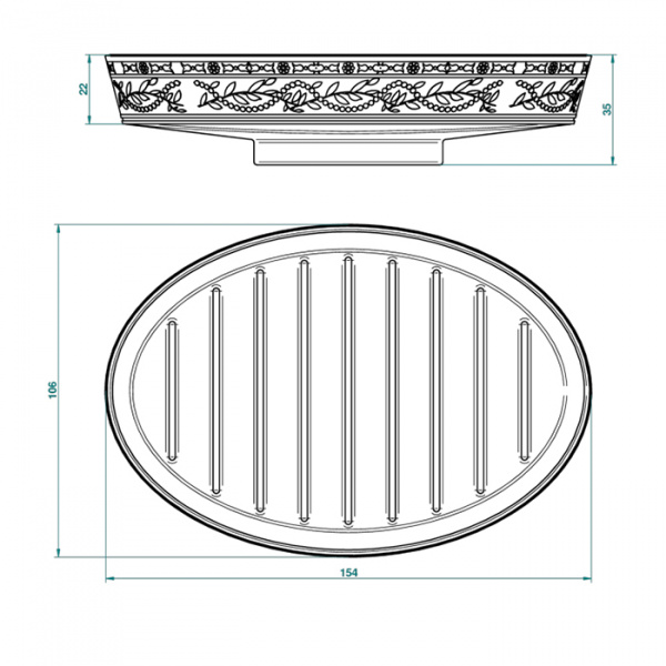 THG Marquise porcelaine noire керамическая мыльница, настольная, цвет: белый