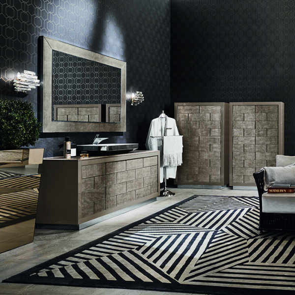 VITAGE milldue edition RITZ Шкаф-пенал 96х32х158.5см, напольный, рама глянц. лак Castoro, цвет: Alligator gold