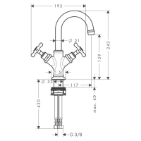 Axor Montreux Смеситель для маленькой раковины 160, с двумя рукоятками, со сливным гарнитуром, цвет: никель