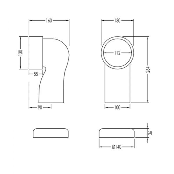 Devon&Devon Колено из керамики вертикальное, для слива унитаза, цвет: белый