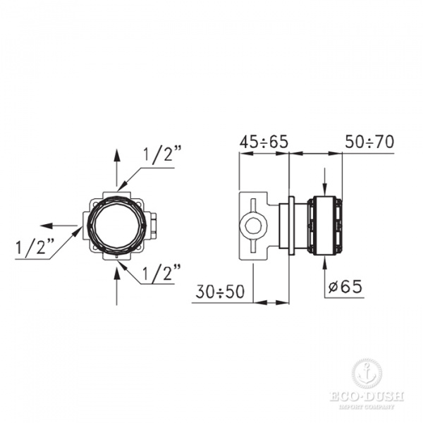 Stella Timeaster Встраиваемый переключатель для душа 0/153 на 2 выхода, круглая ручка d=65мм, цвет: хром