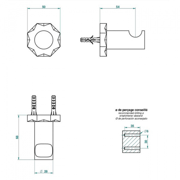 THG Nihal Porcelaine Ivoire Крючок одинарный, подвесной, цвет: Soft gold