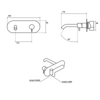 Kerasan Nolita Смеситель для раковины, встраиваемый, без донного клапана, излив 170мм с внутр.частью, цвет: белый матовый