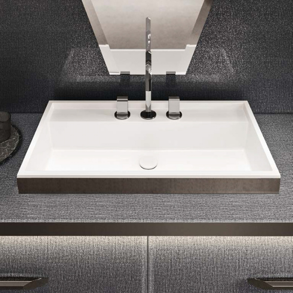 VITAGE milldue edition HILTON 05 Комплект мебели 172х56х77см напольный, раковина, зеркало, с подсветкой, отделка: стекло twill smoke, фурнитура: черный хром