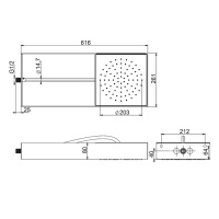 Carlo Frattini Wellness Верхний душ Moove настенного монтажа в черной матовой раме, передвижной модуль подачи воды, цвет: хром