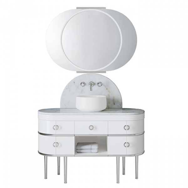 Devon&Devon Scottie Комплект напольной мебели с базой 122 см, зеркалом 110х78.6 см, цвет: CREMO EXTRA/PURE WHITE