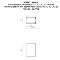 SIMAS AGILE Тумба подвесная 40x27xh51 см, для раковины AG40., 1 дверца, цвет: BARRIQUE