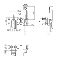 Gattoni Kubik Гигиенический душ со встроенным смесителем, цвет: bianco opaco