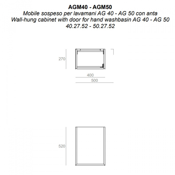 SIMAS AGILE Тумба подвесная 40x27xh51 см, для раковины AG40., 1 дверца, цвет: BARRIQUE