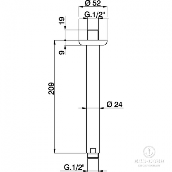 CISAL Shower Держатель верхнего душа потолочный L209 мм, цвет: хром