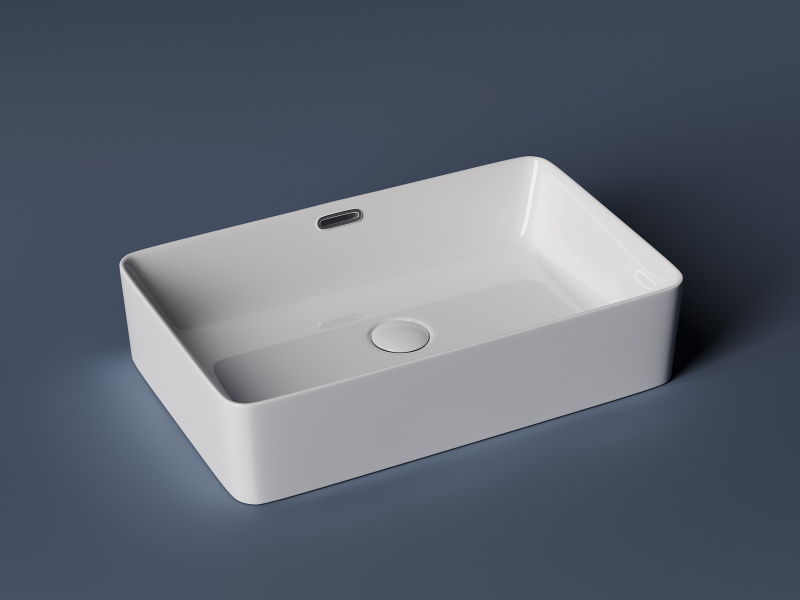 Умывальник чаша накладная прямоугольная со сливом переливом Element 600*380*140мм Ceramica Nova белый CN5025