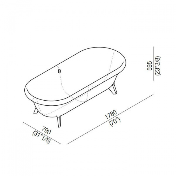 Agape Ottocento Ванна отдельностоящая 178х79х59.5 см